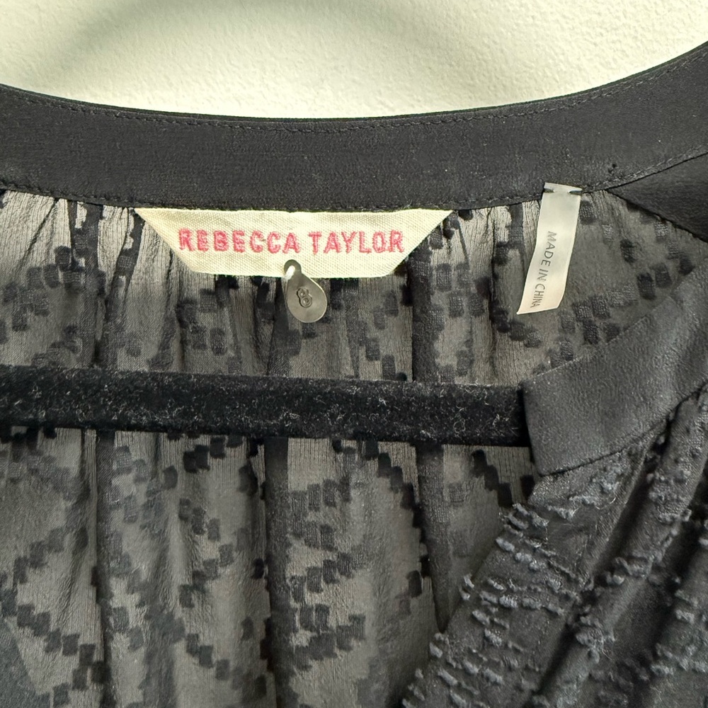 REBECCA TAYLOR Womens Black Embroidered Poet Blouse - Size 8 - Picture 9 of 11